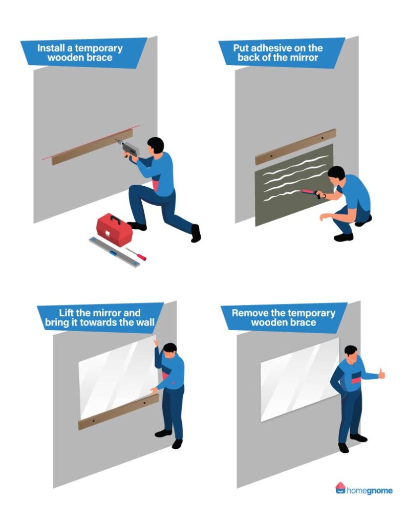 How to Hang a Frameless Mirror on the Wall (Install the Temporary Wooden Brace)