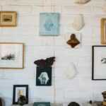 Frames on brick wall