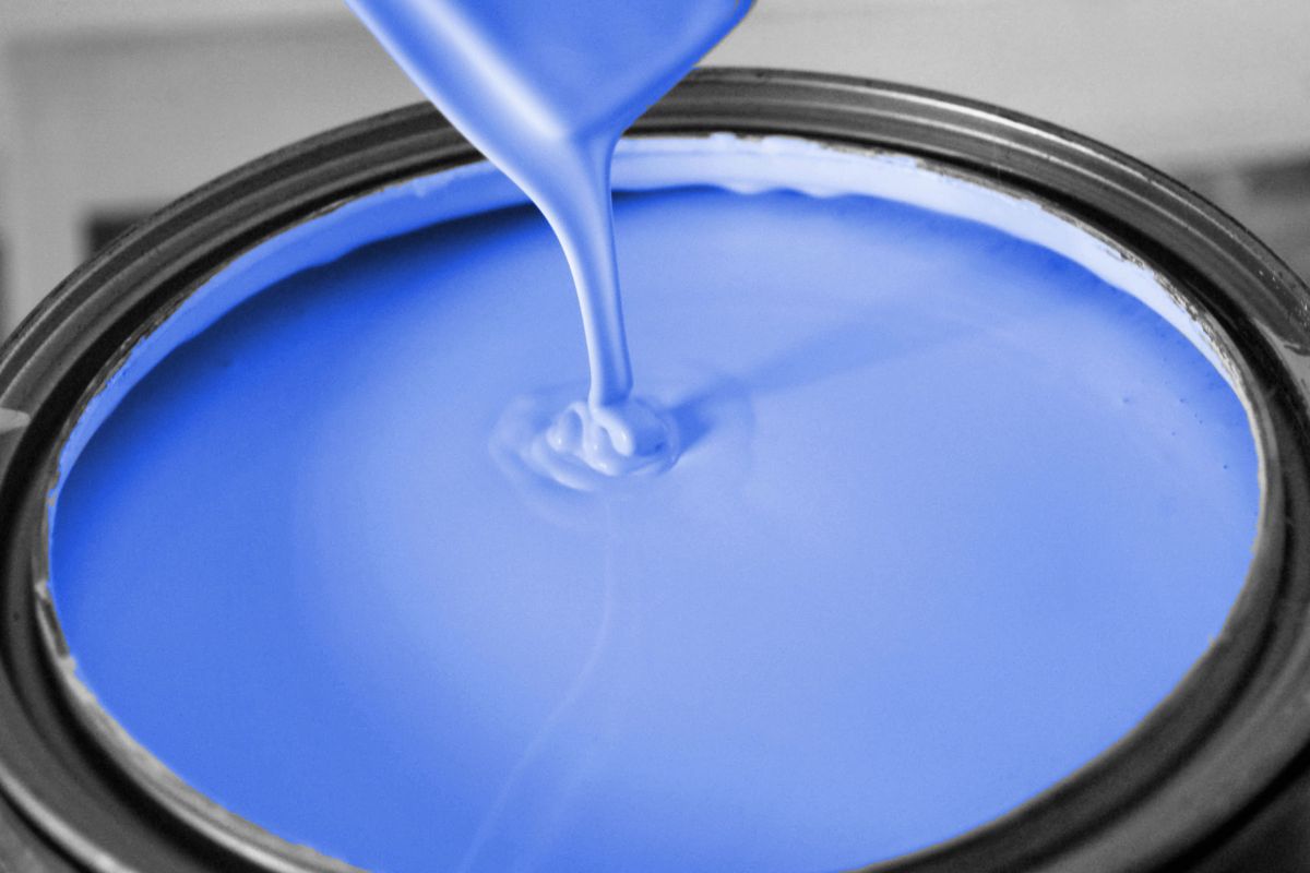 pail of blue satin paint