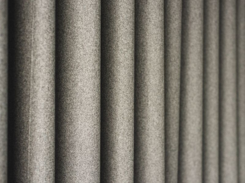 gray curtain from felt for acoustic absorption